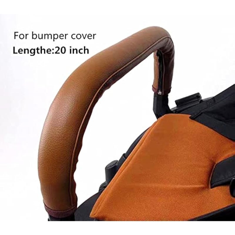 Removable Zipper PU Leather Bumper Handlebar Sleeve for Baby Stroller Dust-Proof Cover Armrest Bumper Protect Case Specifical for Babyzen yoyo (Brown) - Image 4